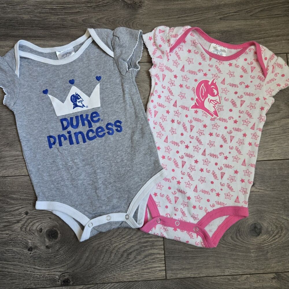Duke Blue Devils Baby Girls Bodysuit Set 6-9M Rivalry Threads Cotton Pink Gray